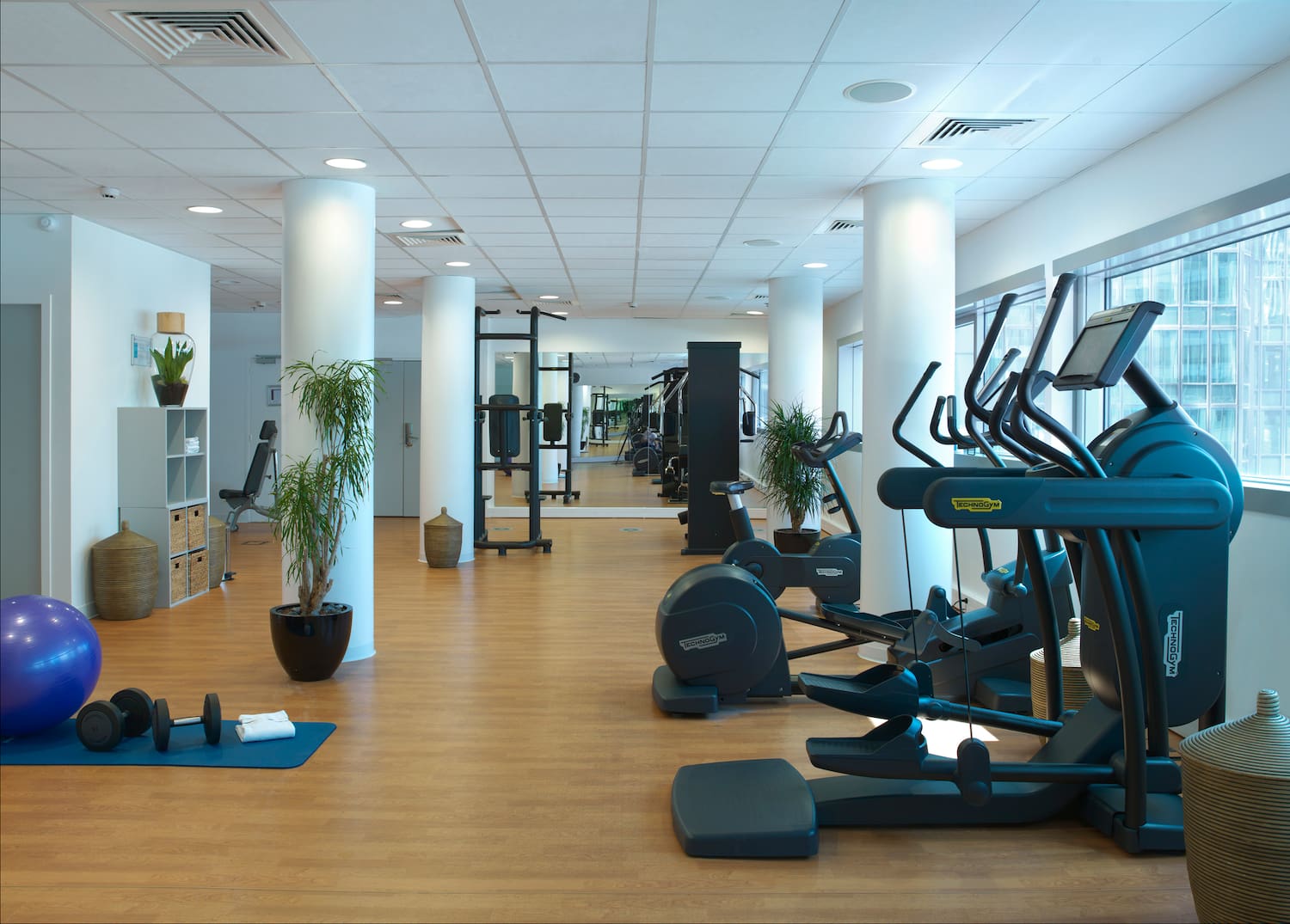 a gym with exercise equipment