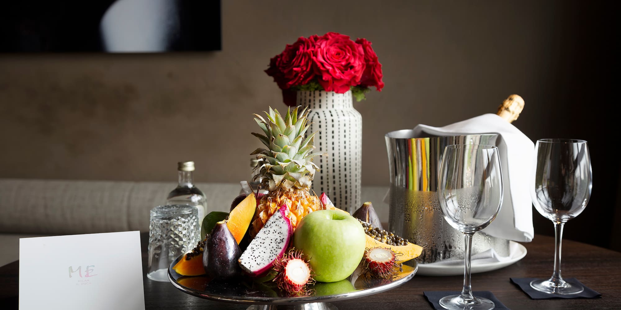 a plate of fruit on a table