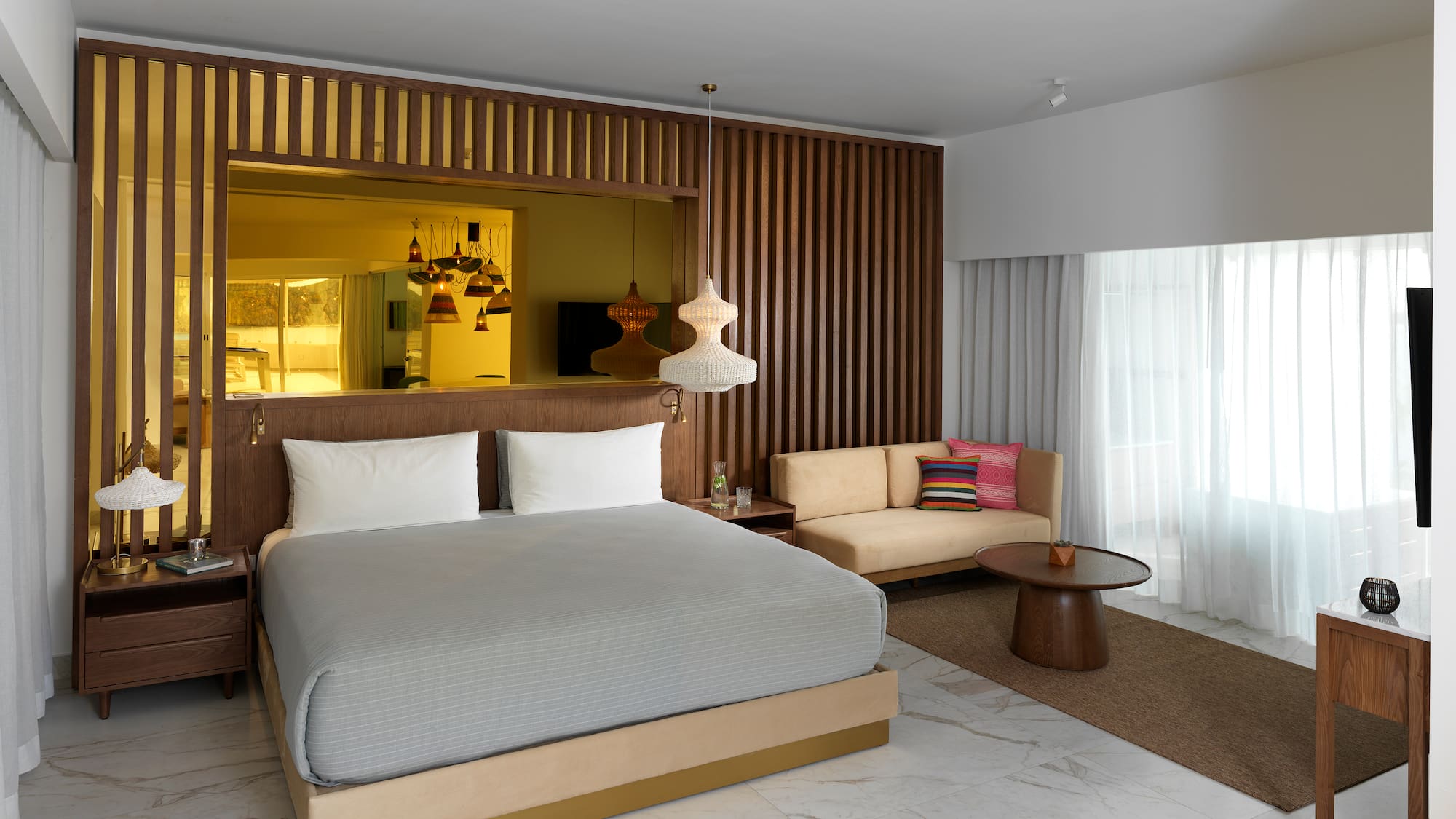 a room with a bed and a couch