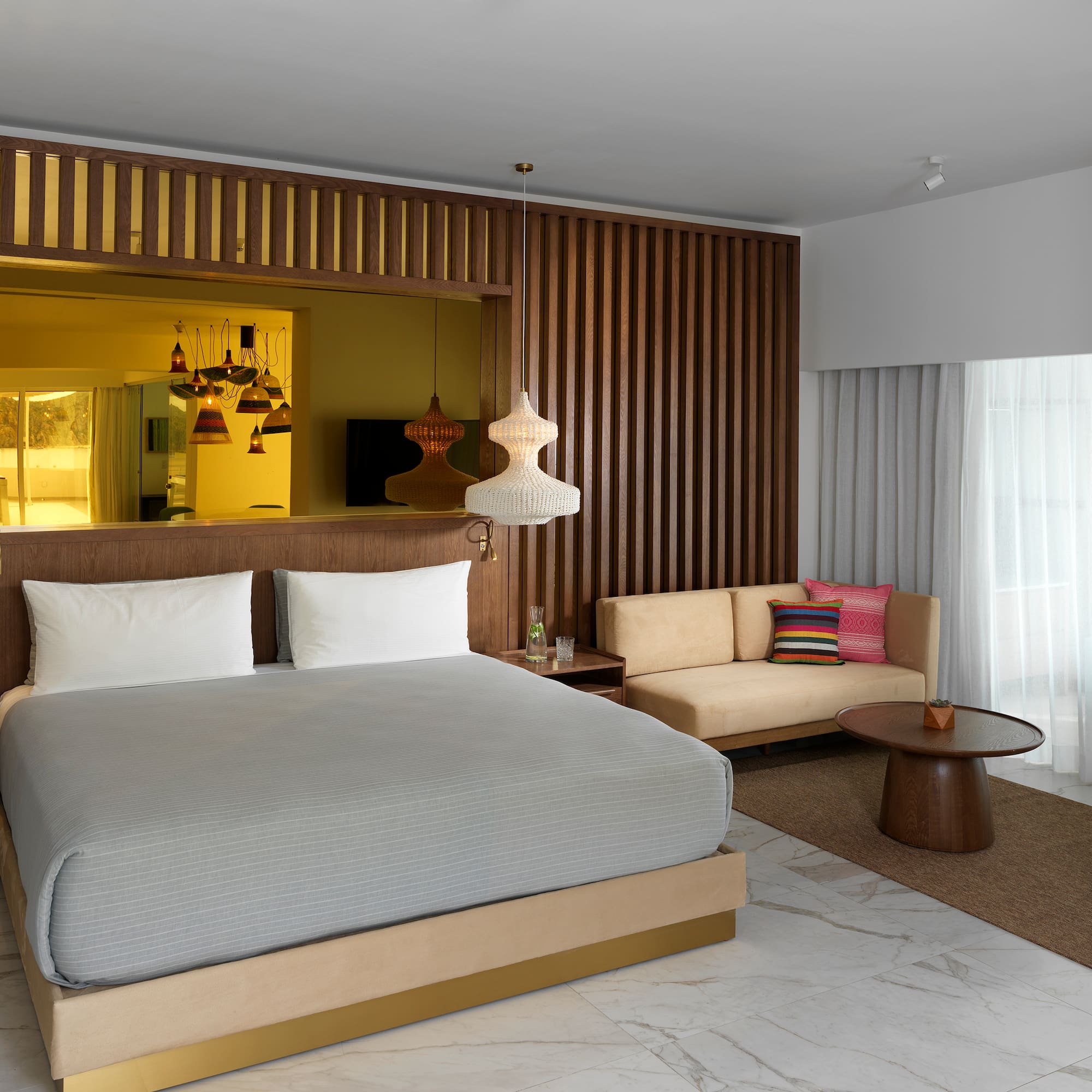 a room with a bed and a couch