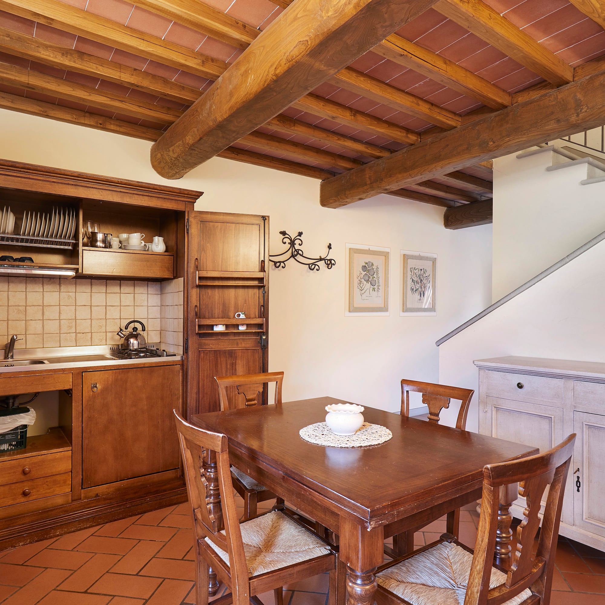 a dining table in a room