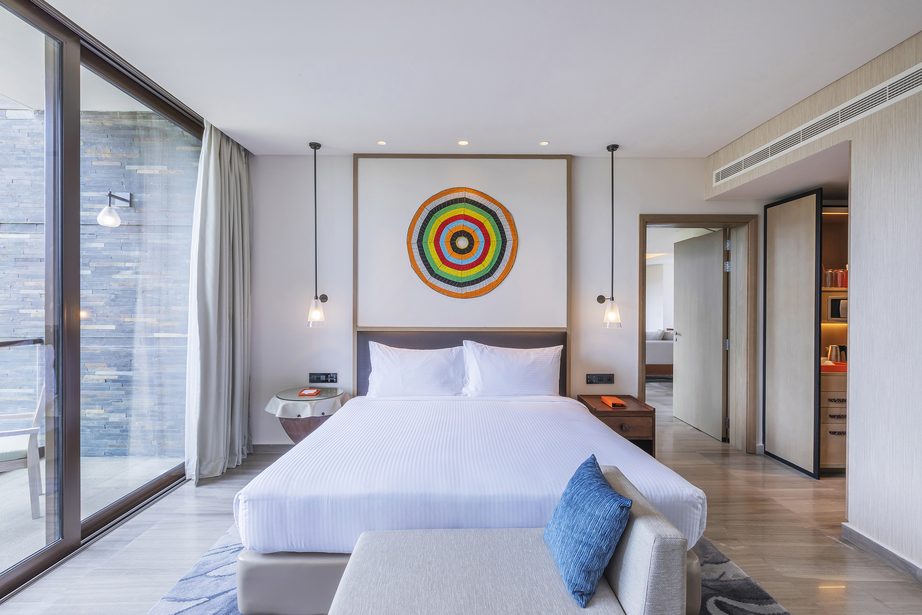 a bed in a room