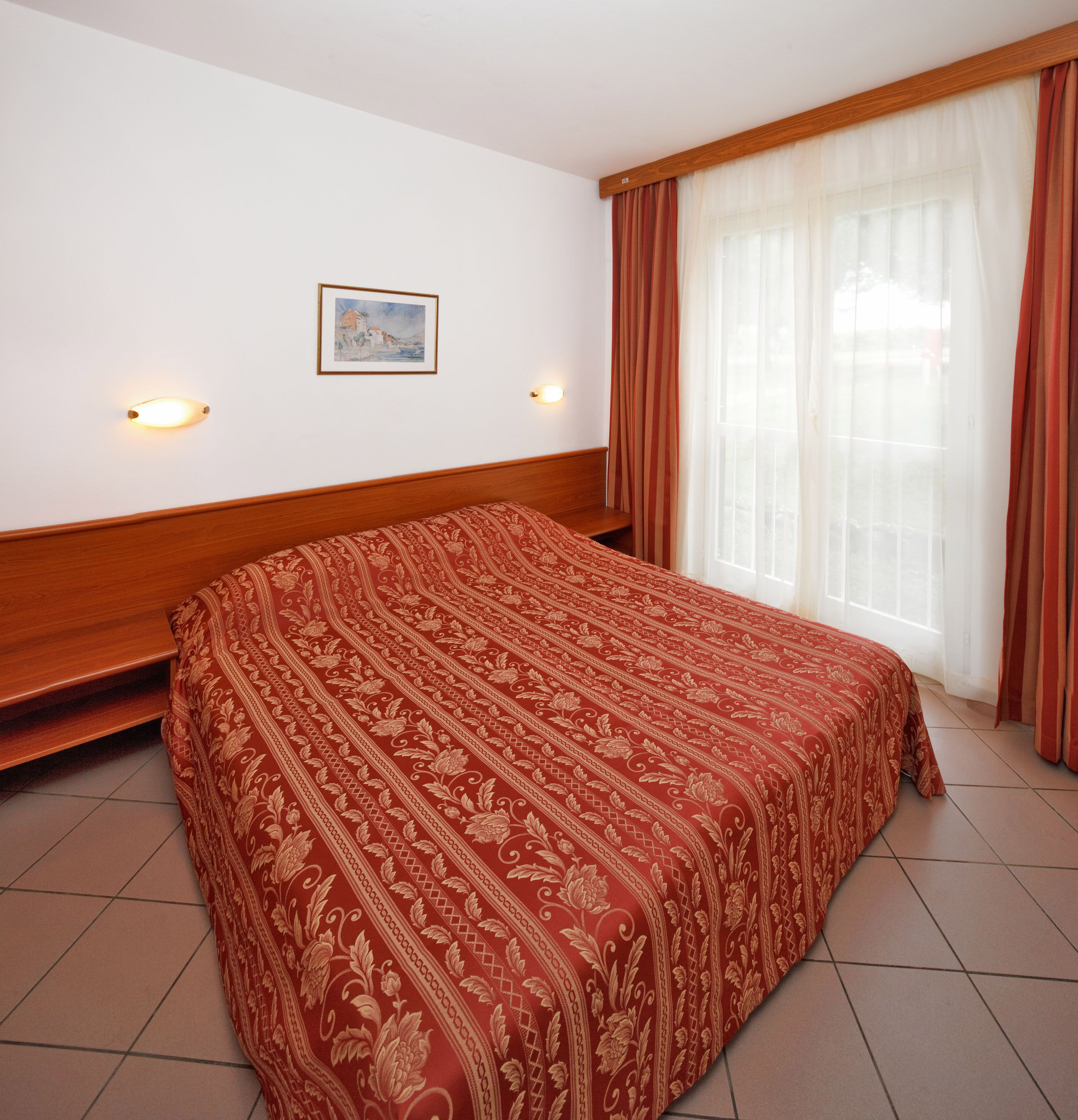 a bed in a room