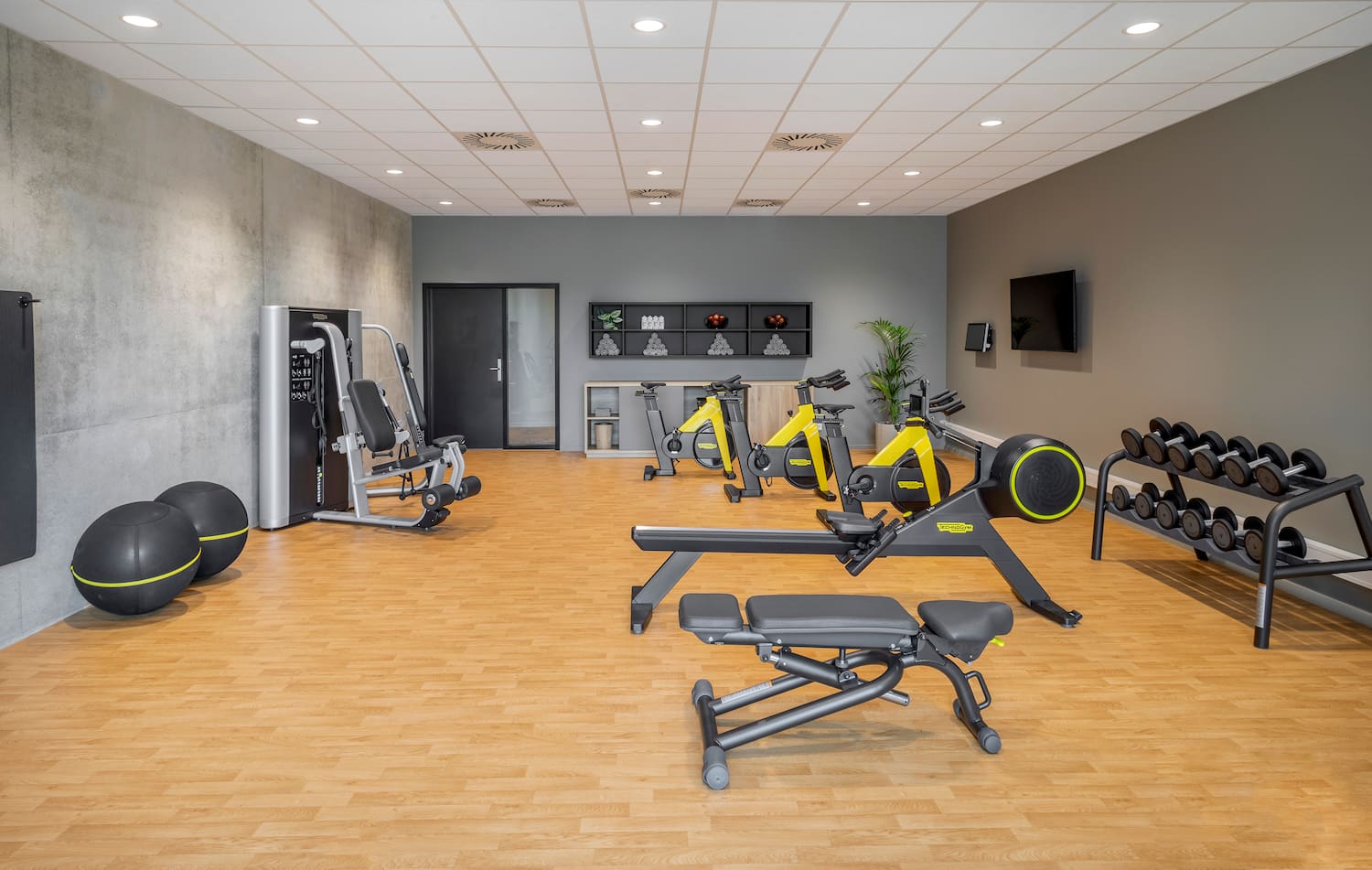 a room with exercise equipment