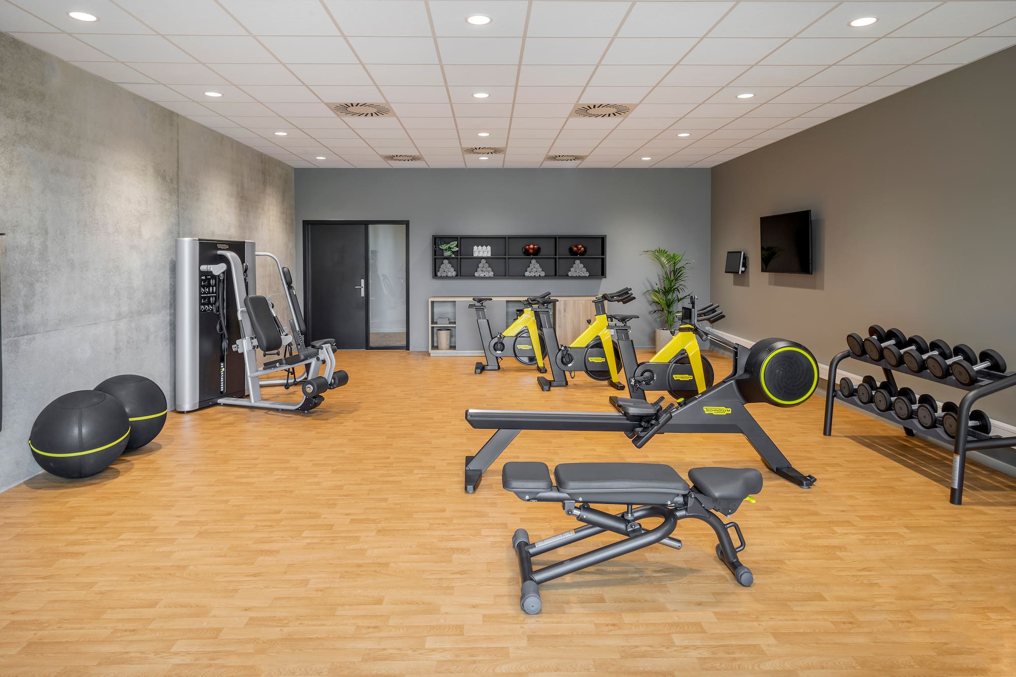 a room with exercise equipment