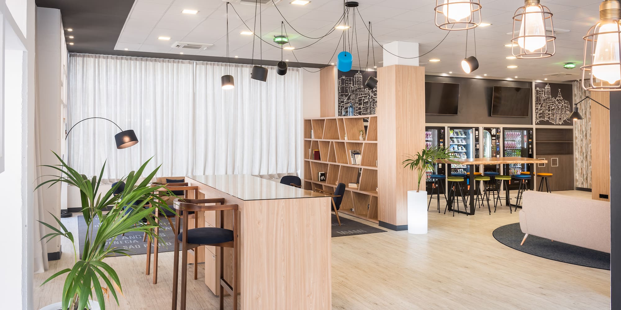 a room with a table and chairs