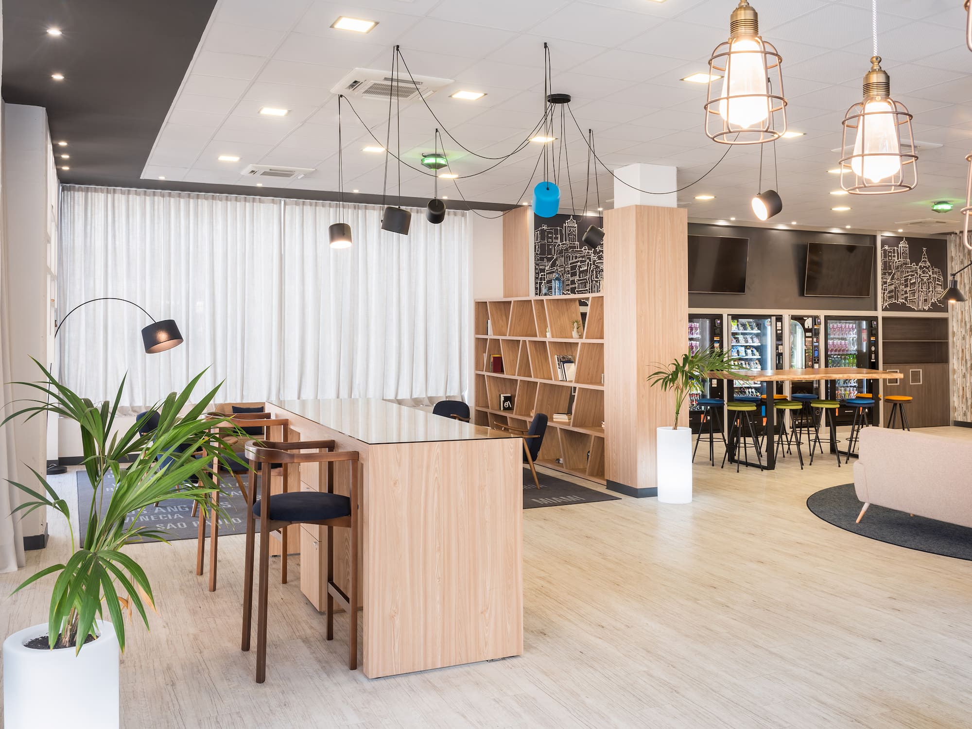 a room with a table and chairs