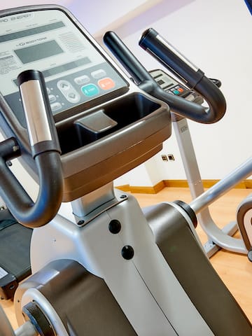 a close up of an exercise bike
