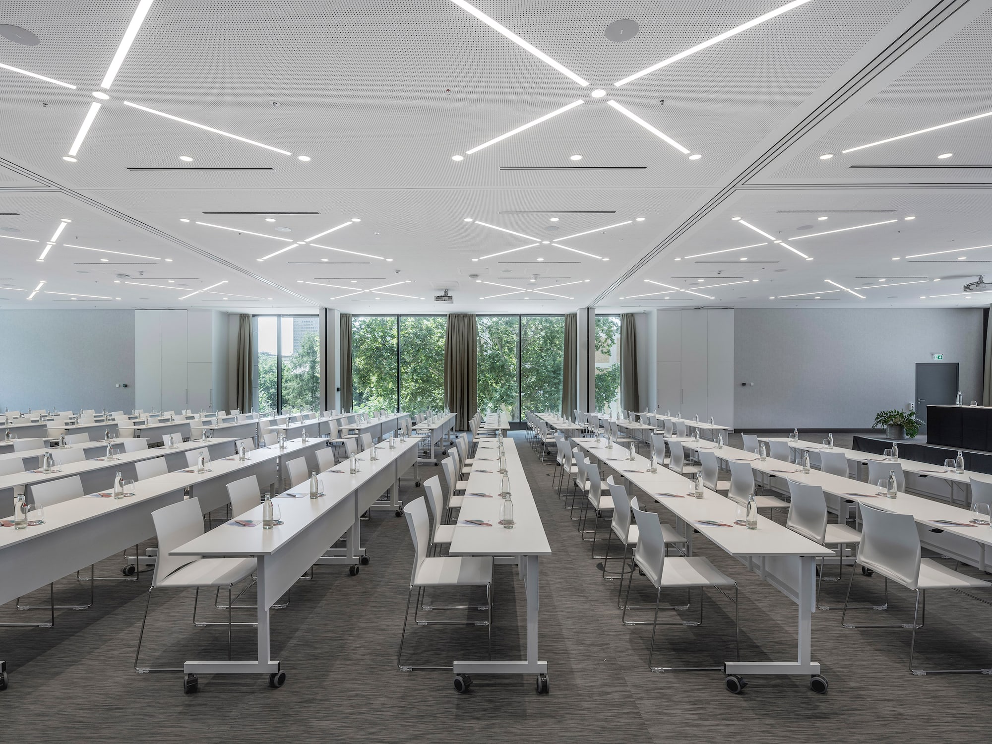 a room with tables and chairs