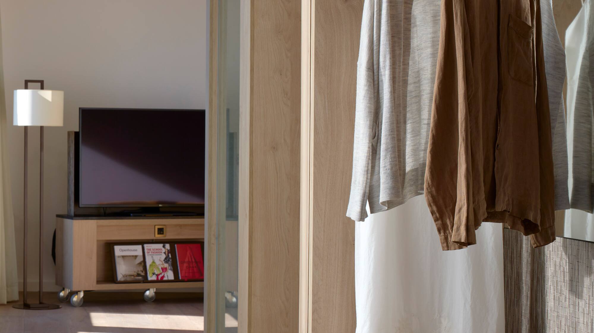 clothes on a swinger in a room