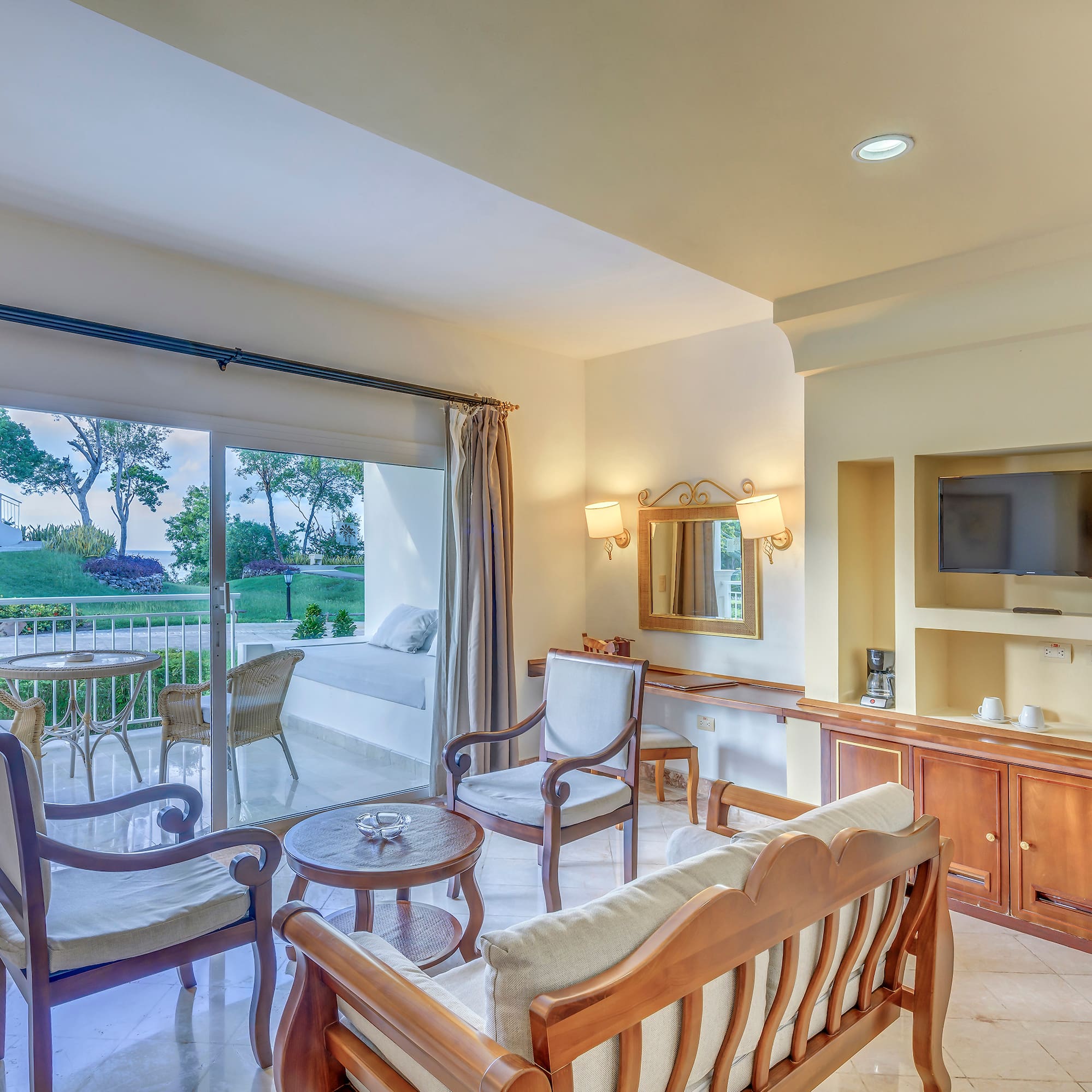 a room with a television and a television set