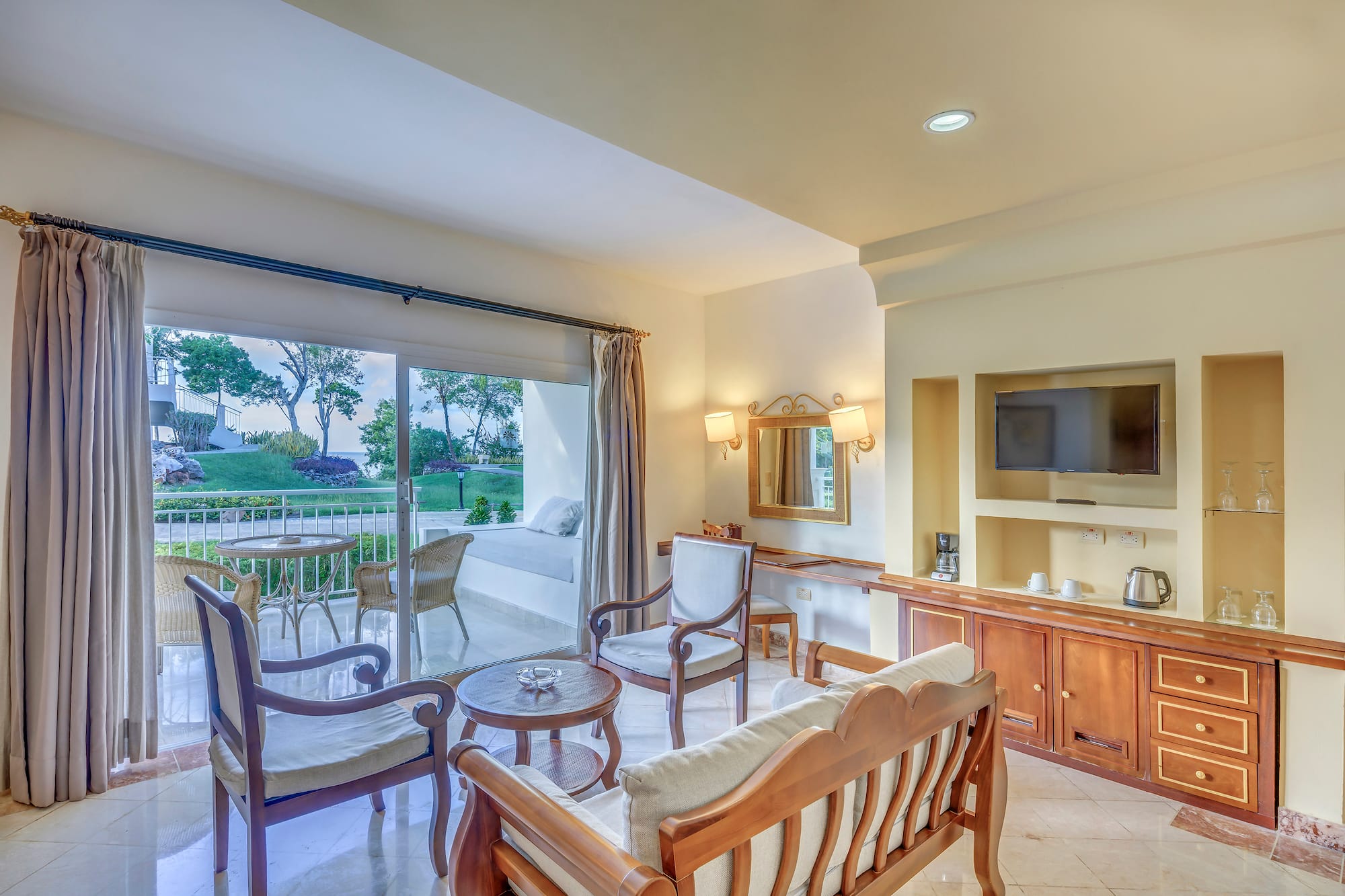 a room with a television and a television set