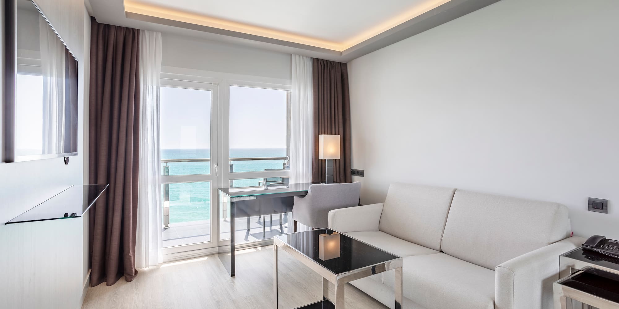 a room with a couch and a table