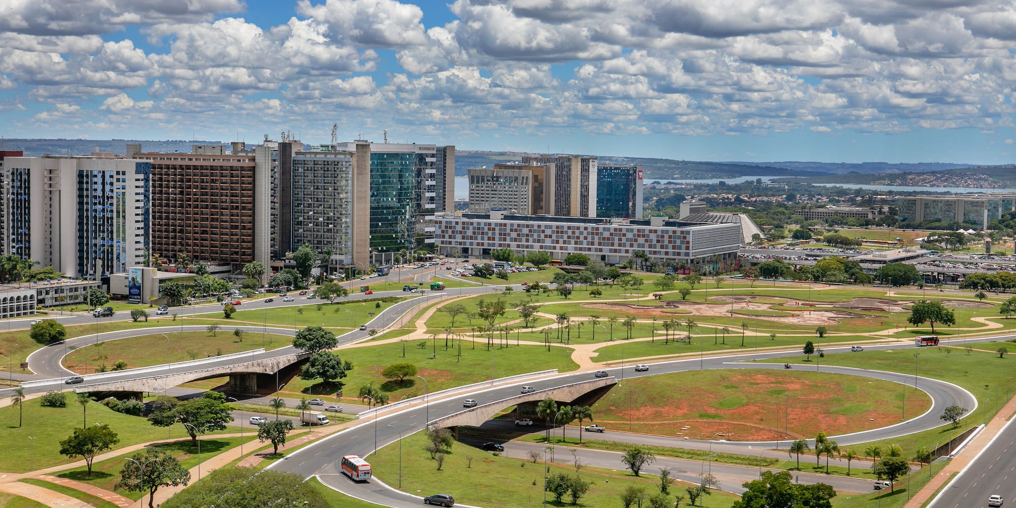 a city with roads and buildings