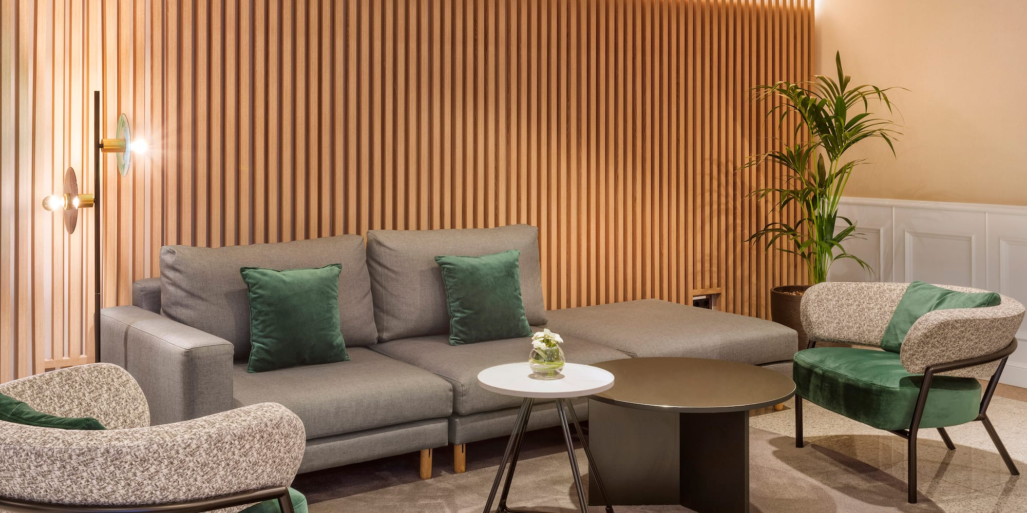 a room with a couch and a table