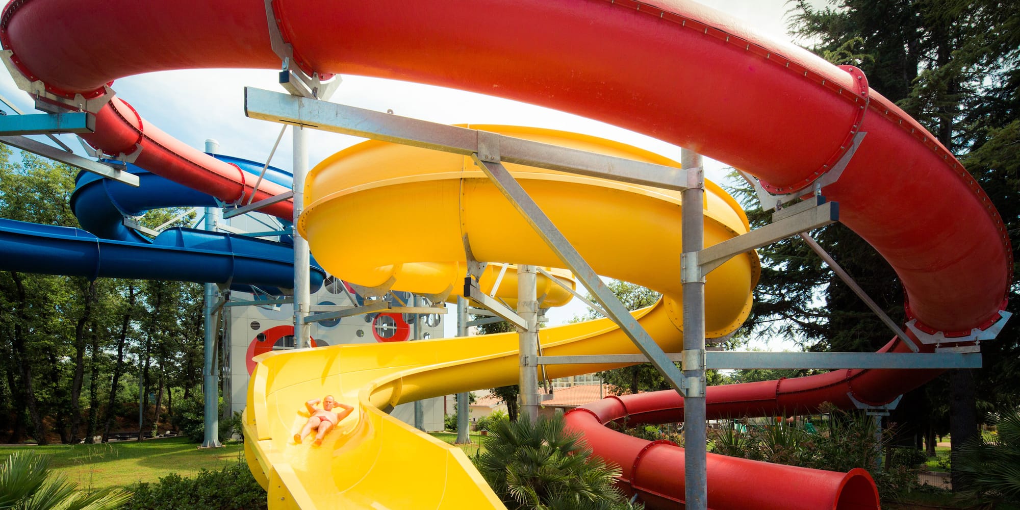 a water slide in a park