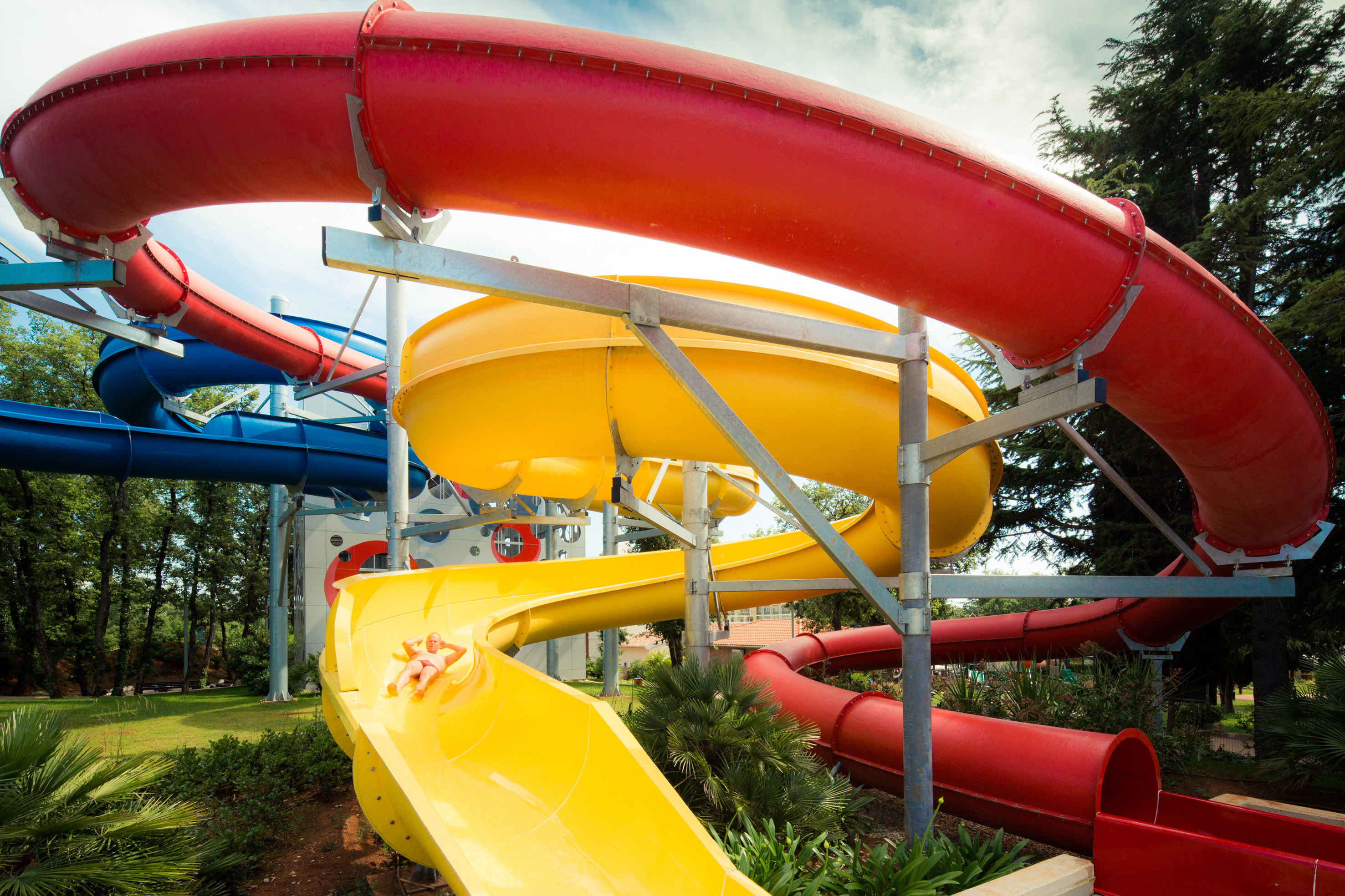 a water slide in a park