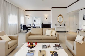 a living room with a couch and a table
