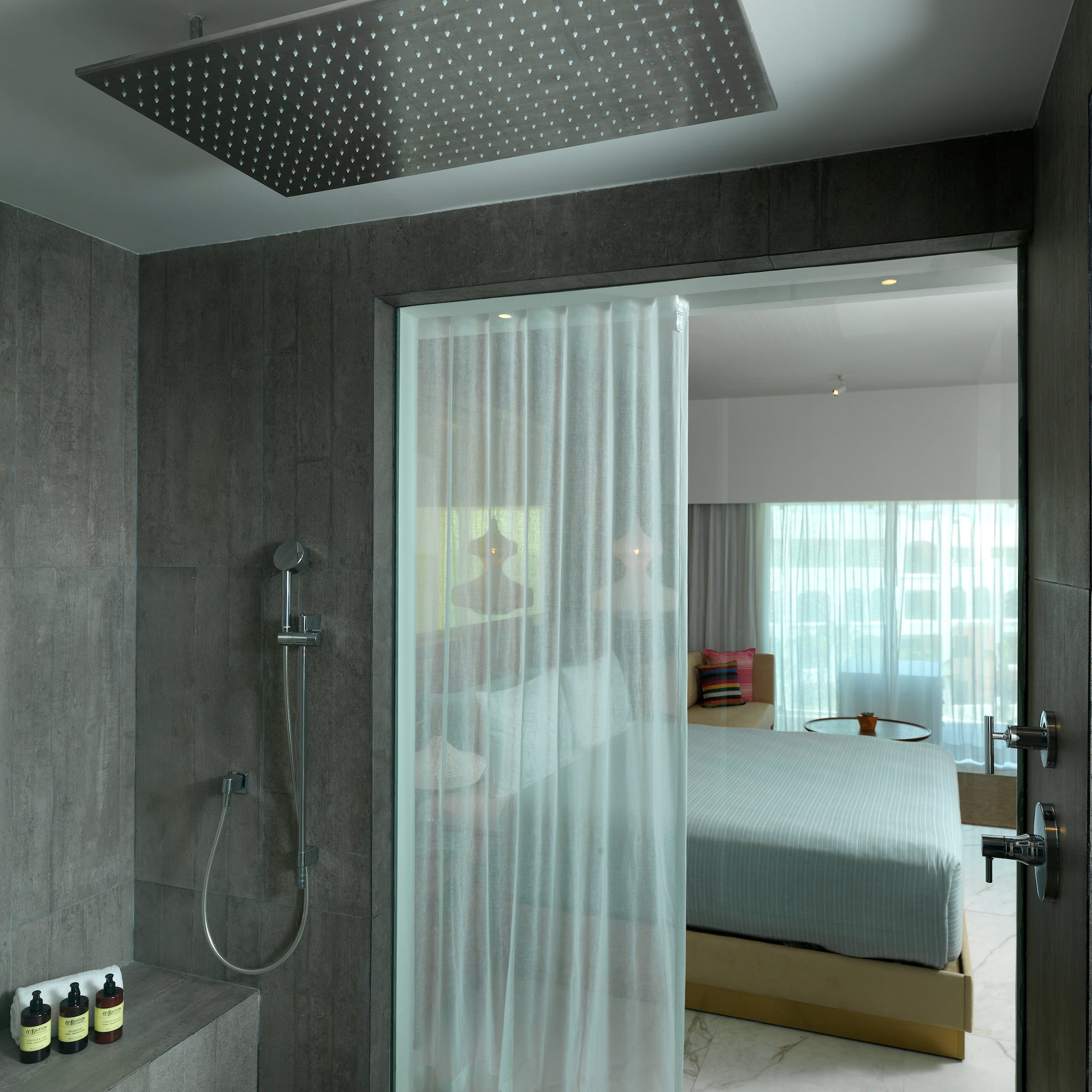 a shower in a bathroom