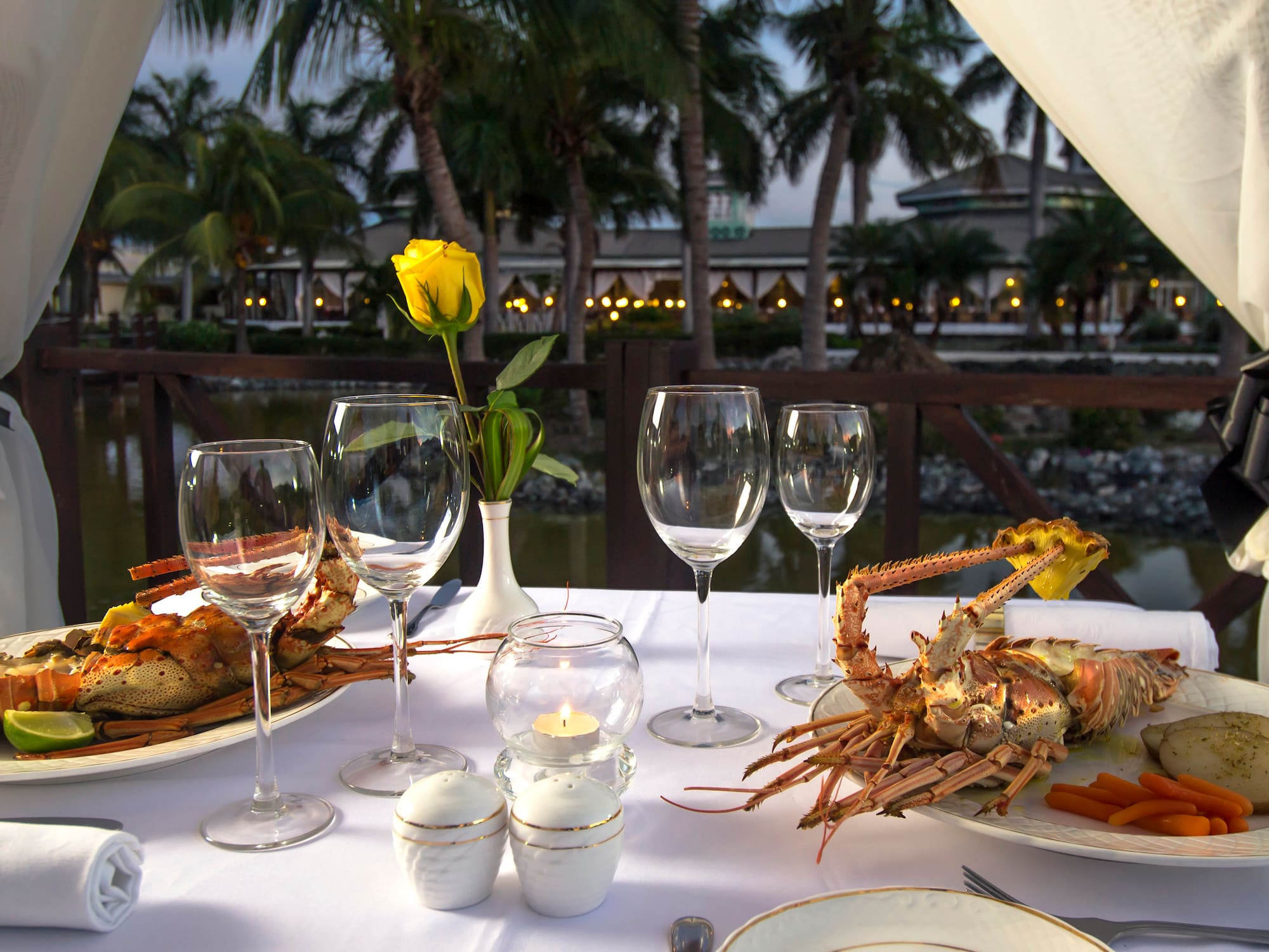 a table with food and glasses on it