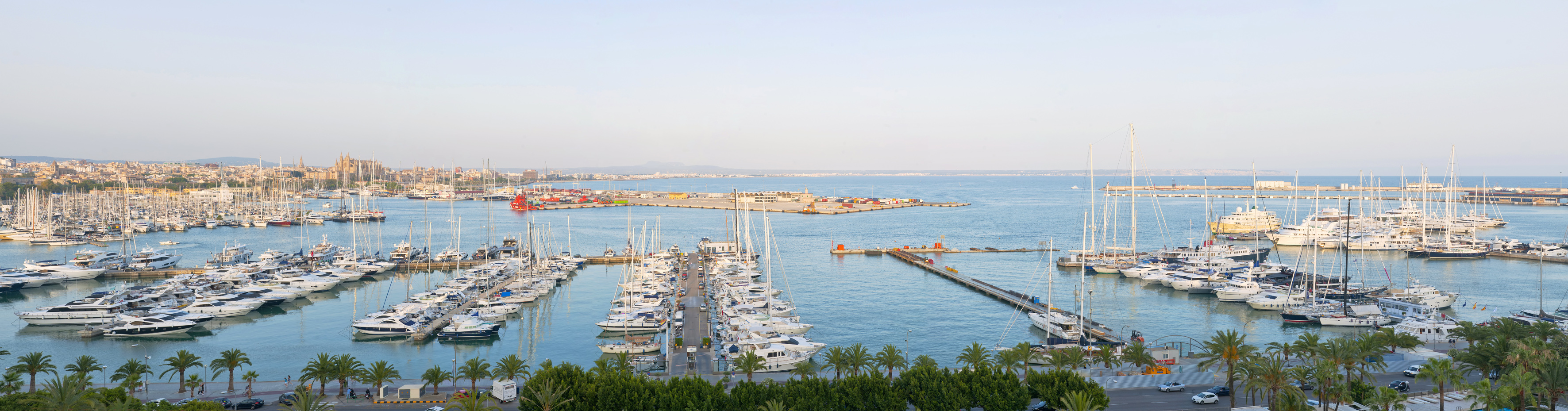 a group of boats in a harbor