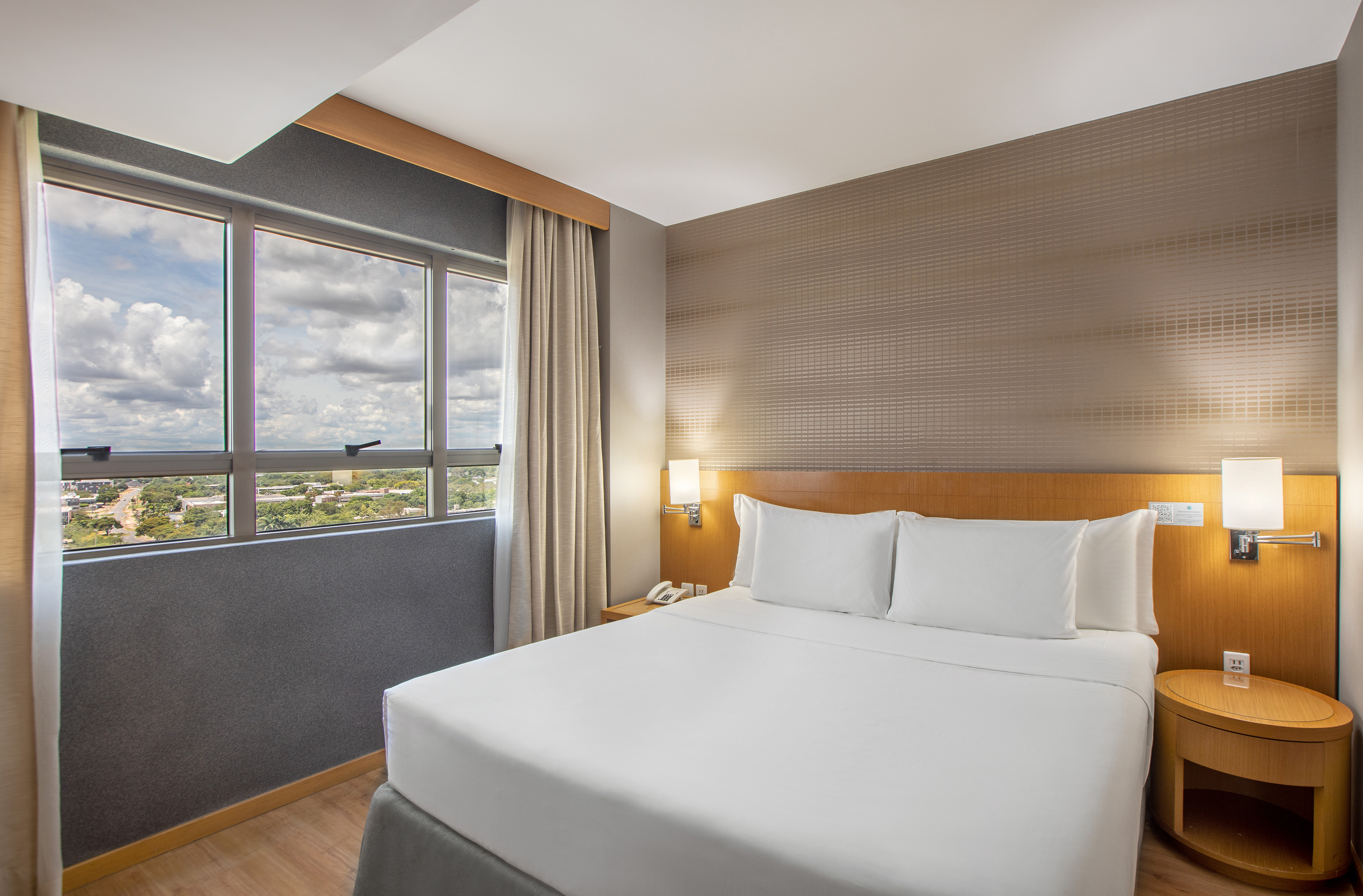 a bed in a room