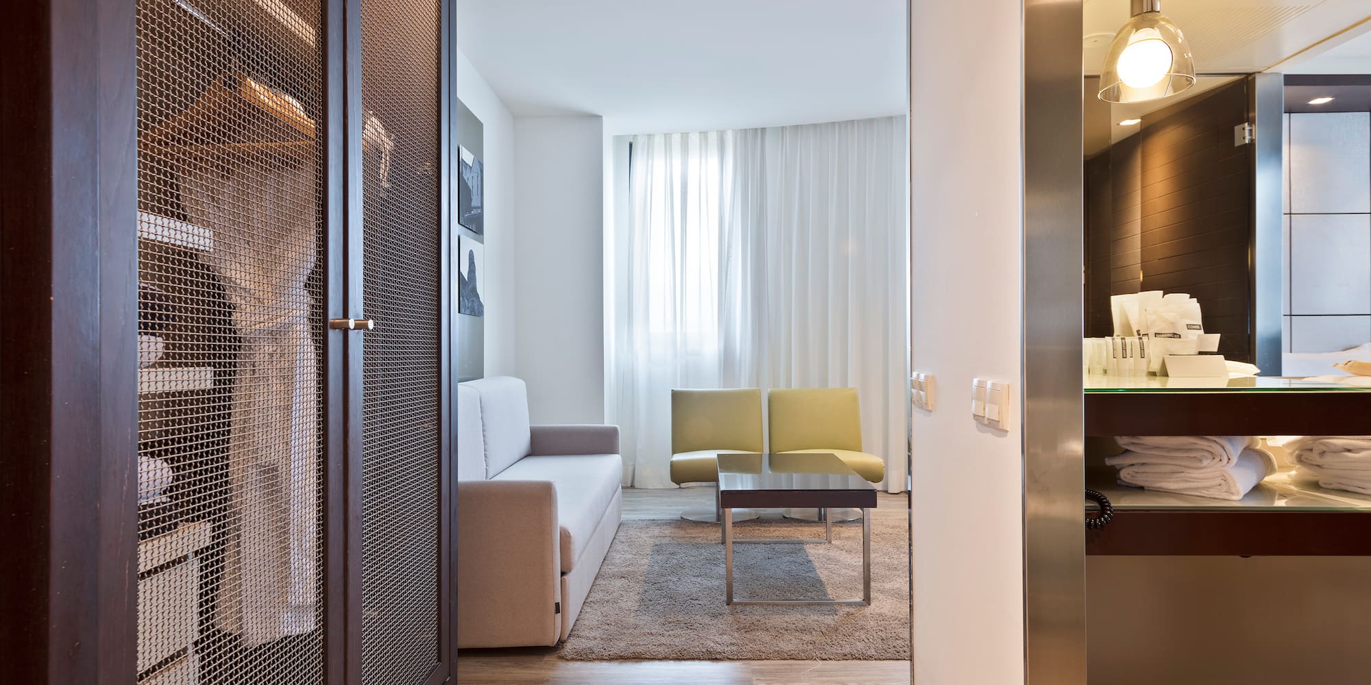 a room with a couch and a table