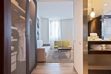 a room with a couch and a table
