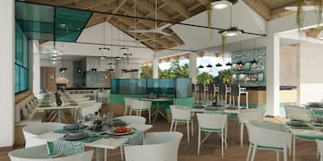 a restaurant with tables and chairs