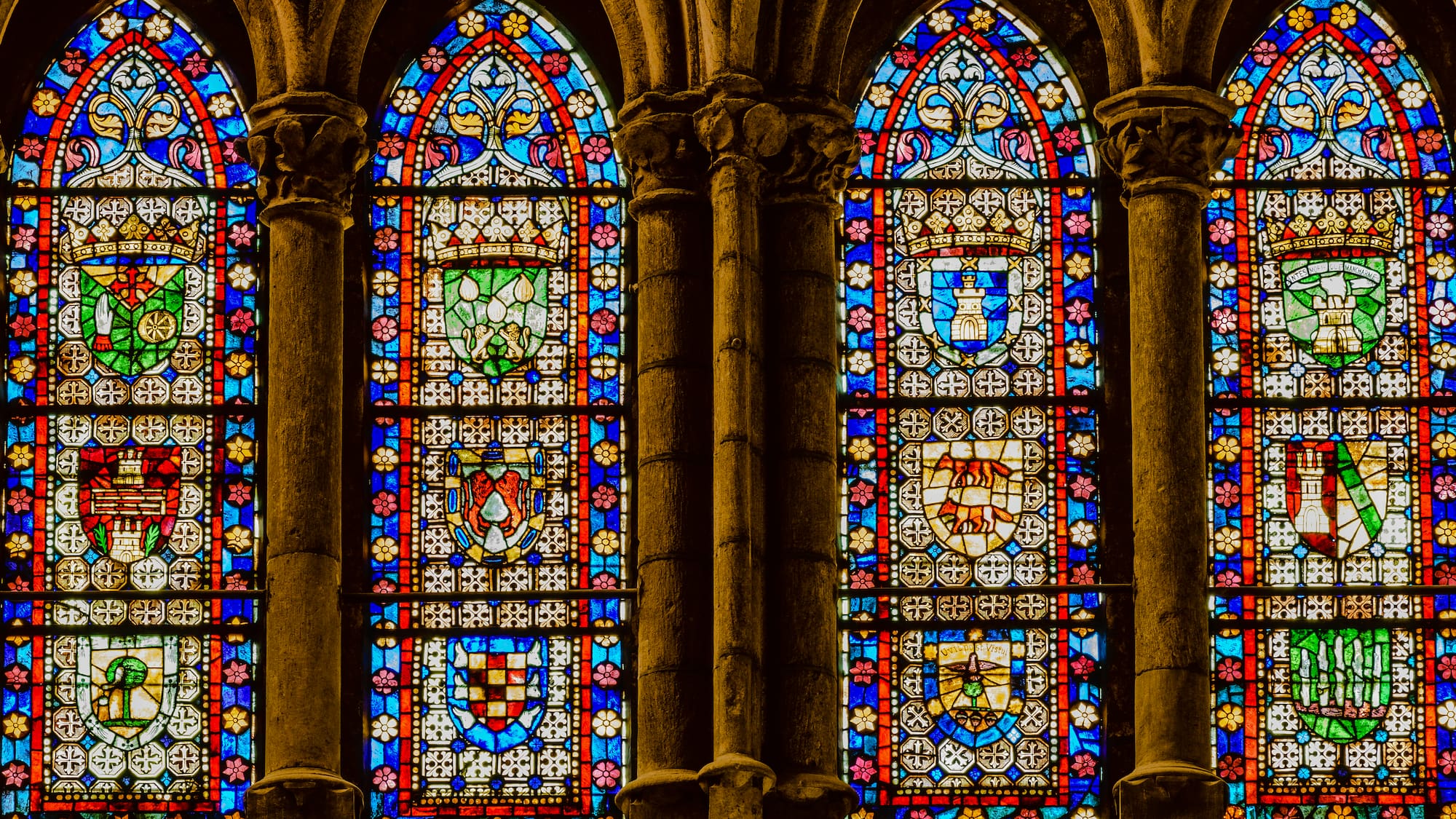 a stained glass windows in a building