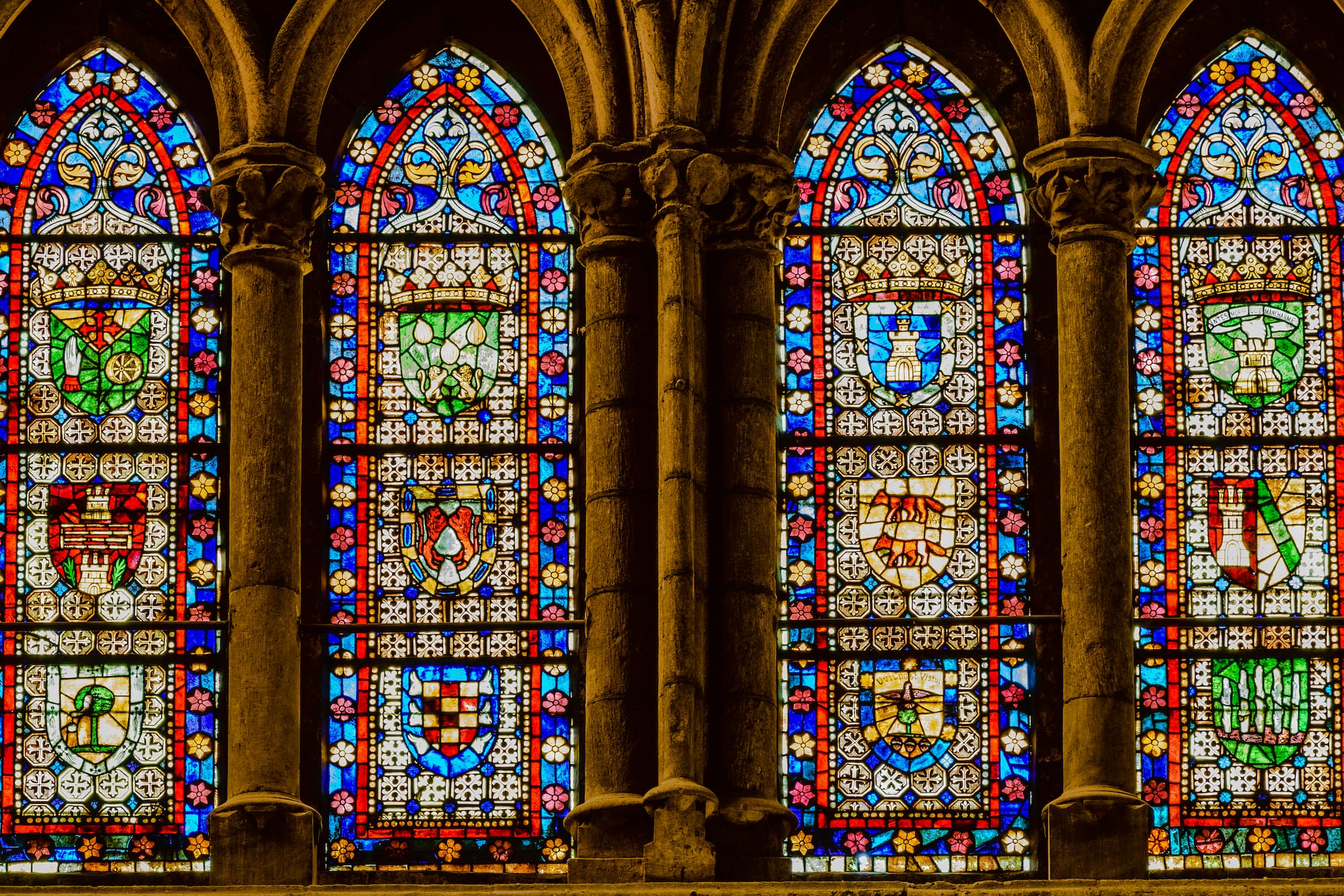 a stained glass windows in a building