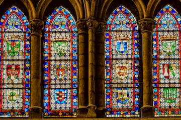 a stained glass windows in a building