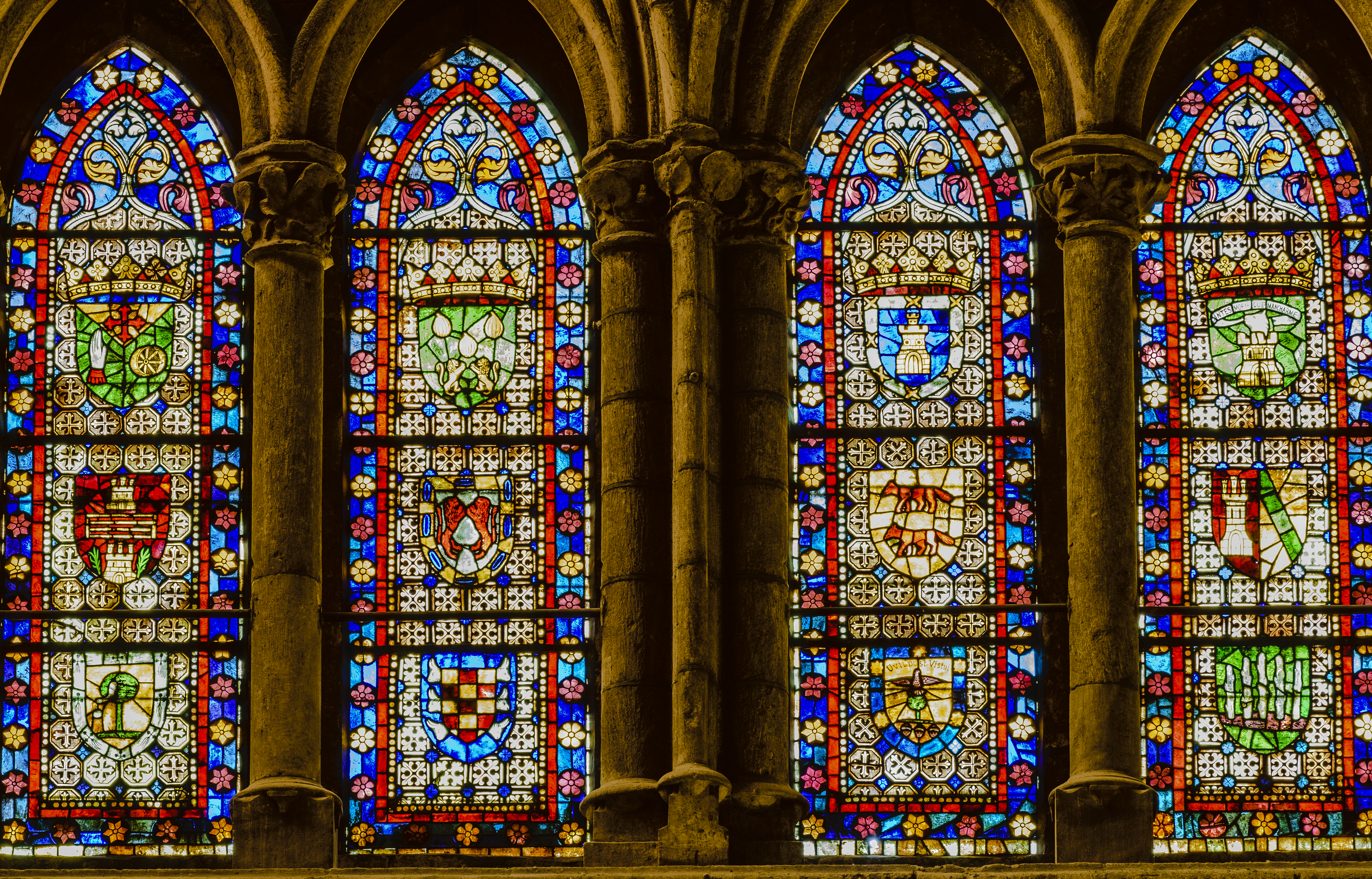 a stained glass windows in a building