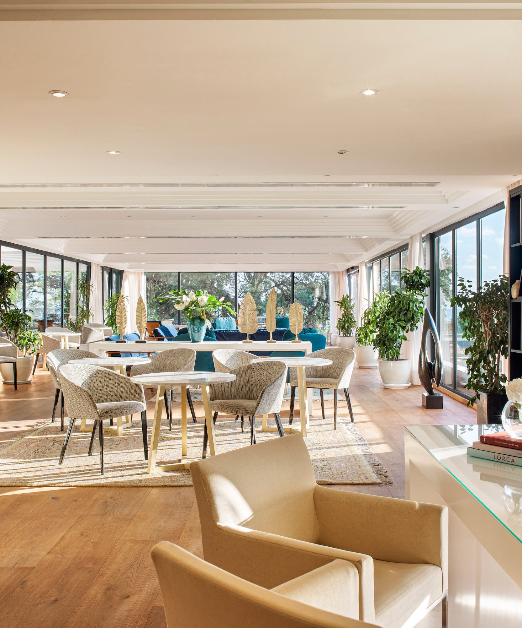 a room with a large window