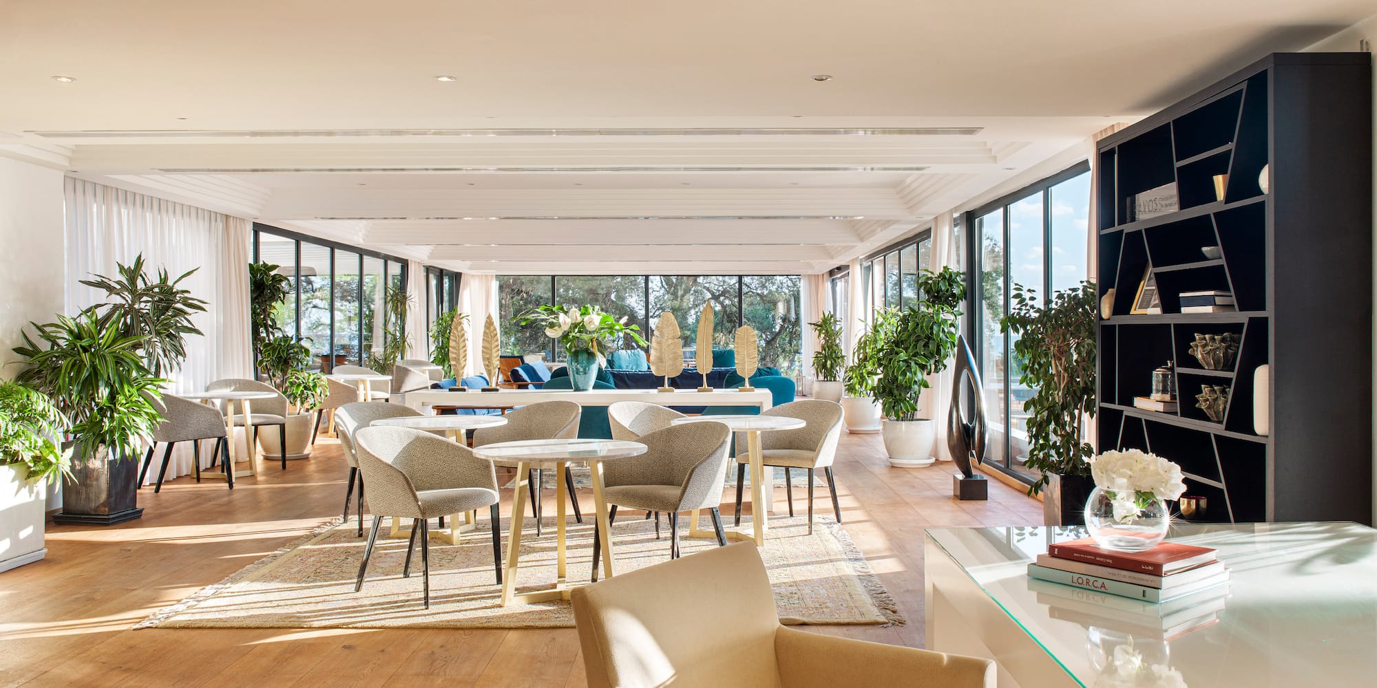 a room with a large window