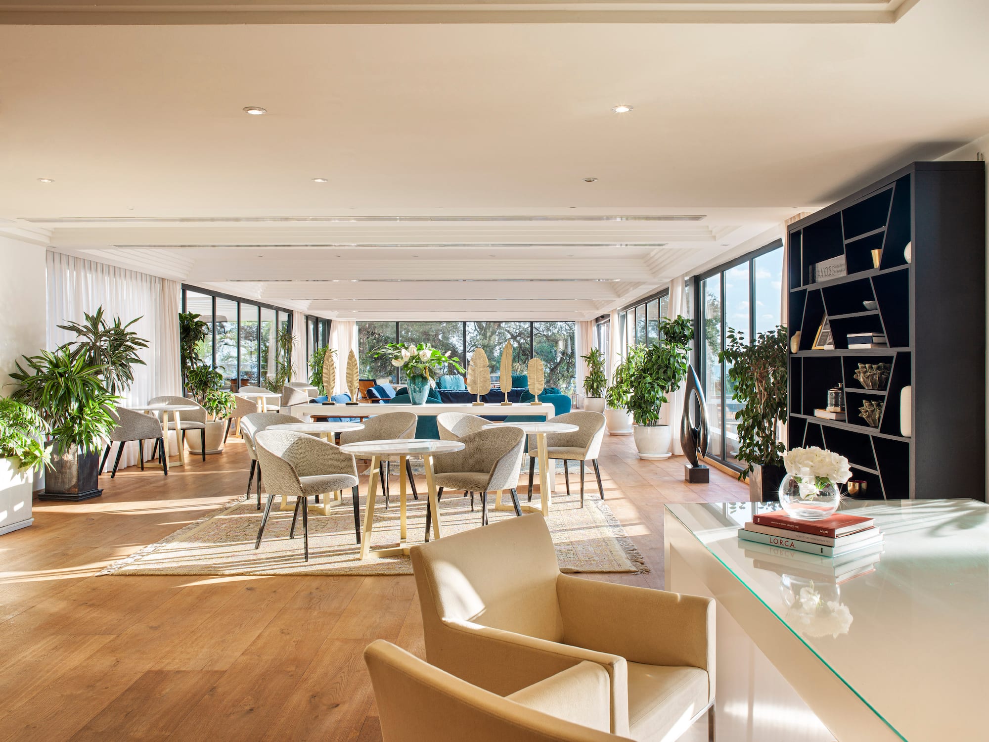 a room with a large window