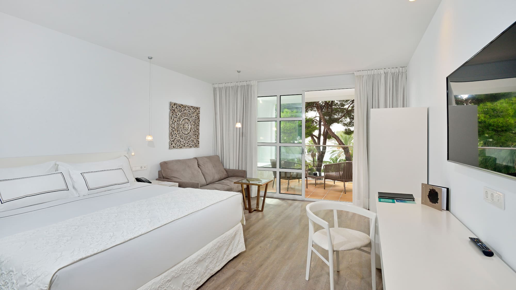 a room with a bed and a couch