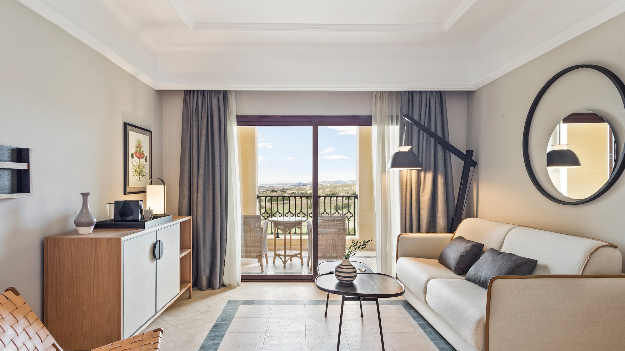 a living room with a couch and a table