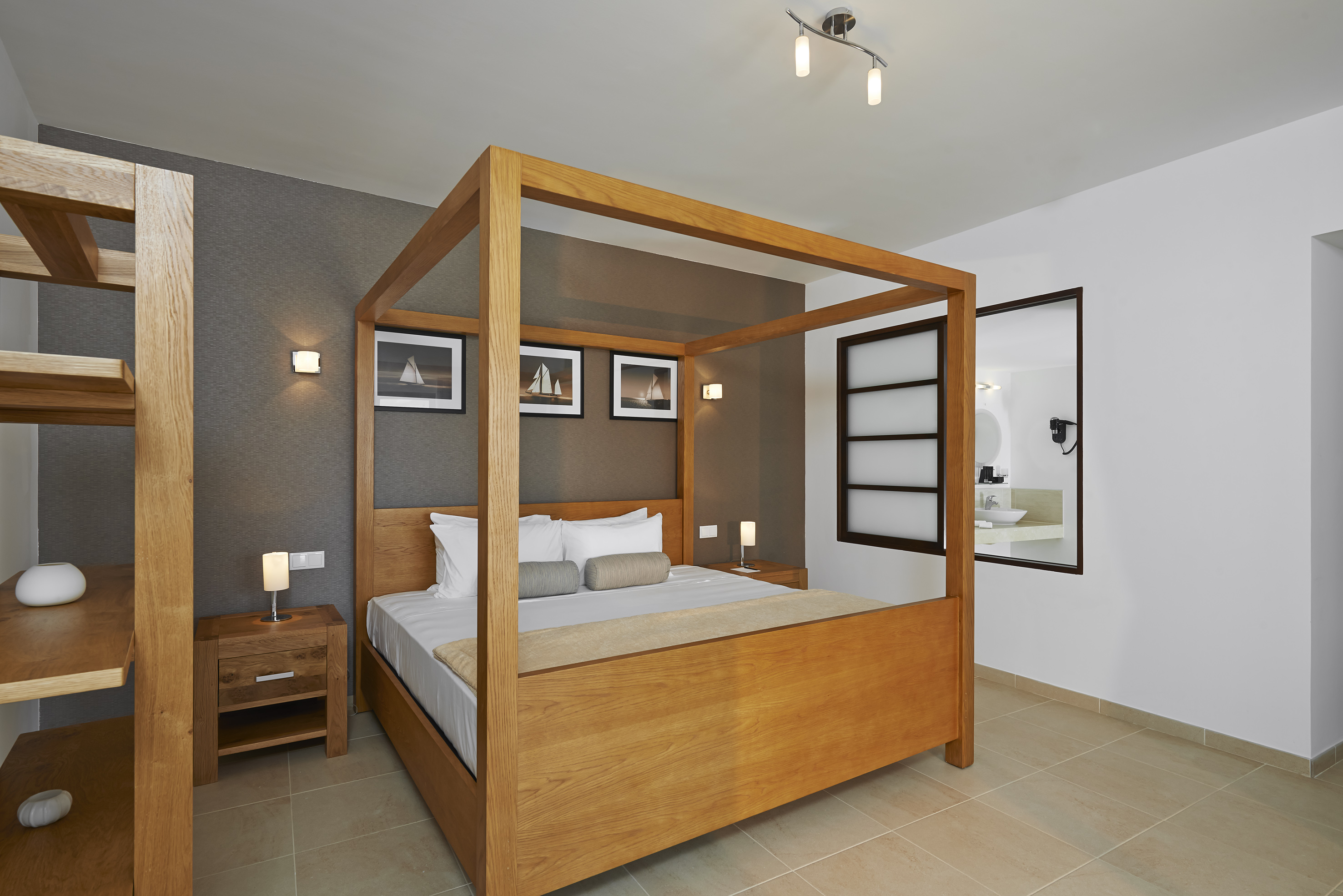 a bed in a room
