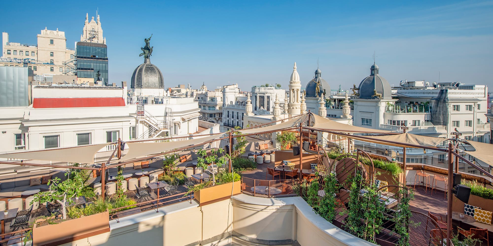a rooftop garden on a building