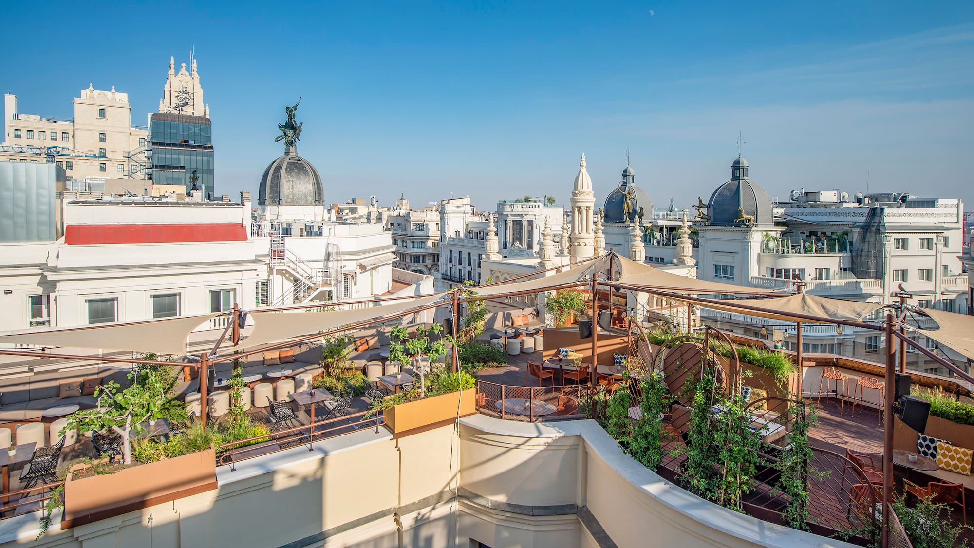 a rooftop garden on a building