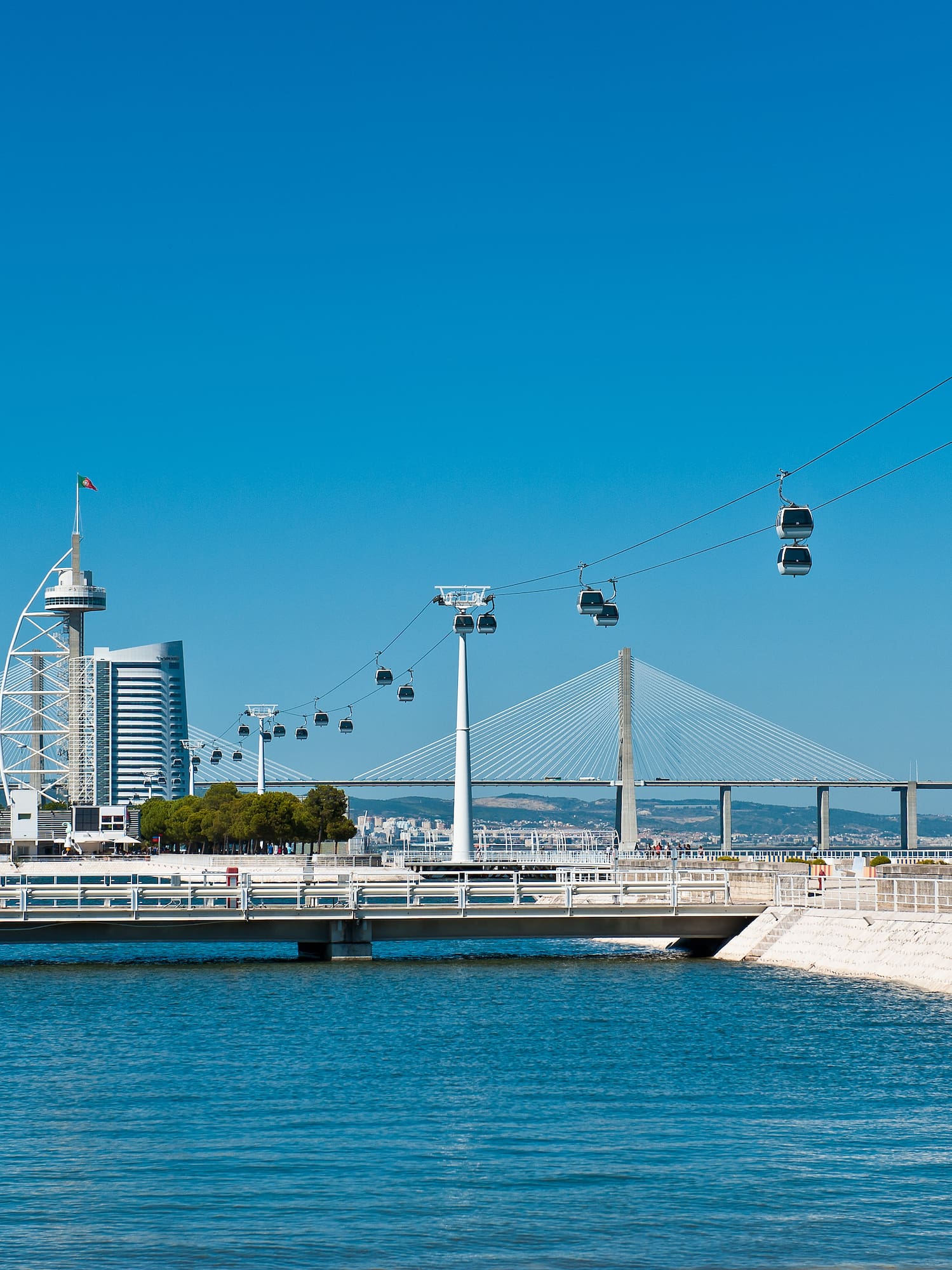 a cable cars over a body of water