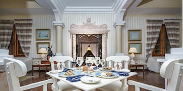 a table with plates and glasses on it