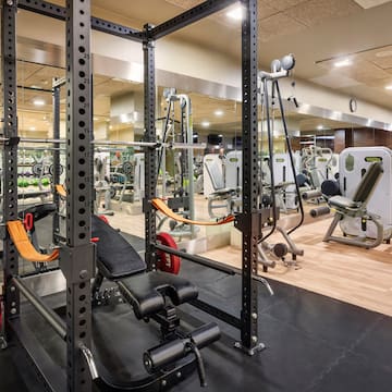 a gym with equipment in it