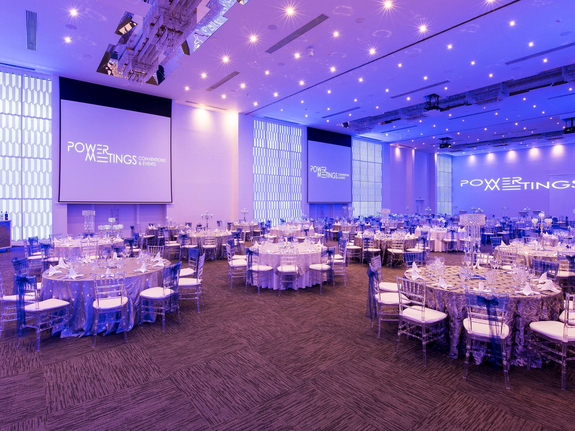 a large room with tables and chairs