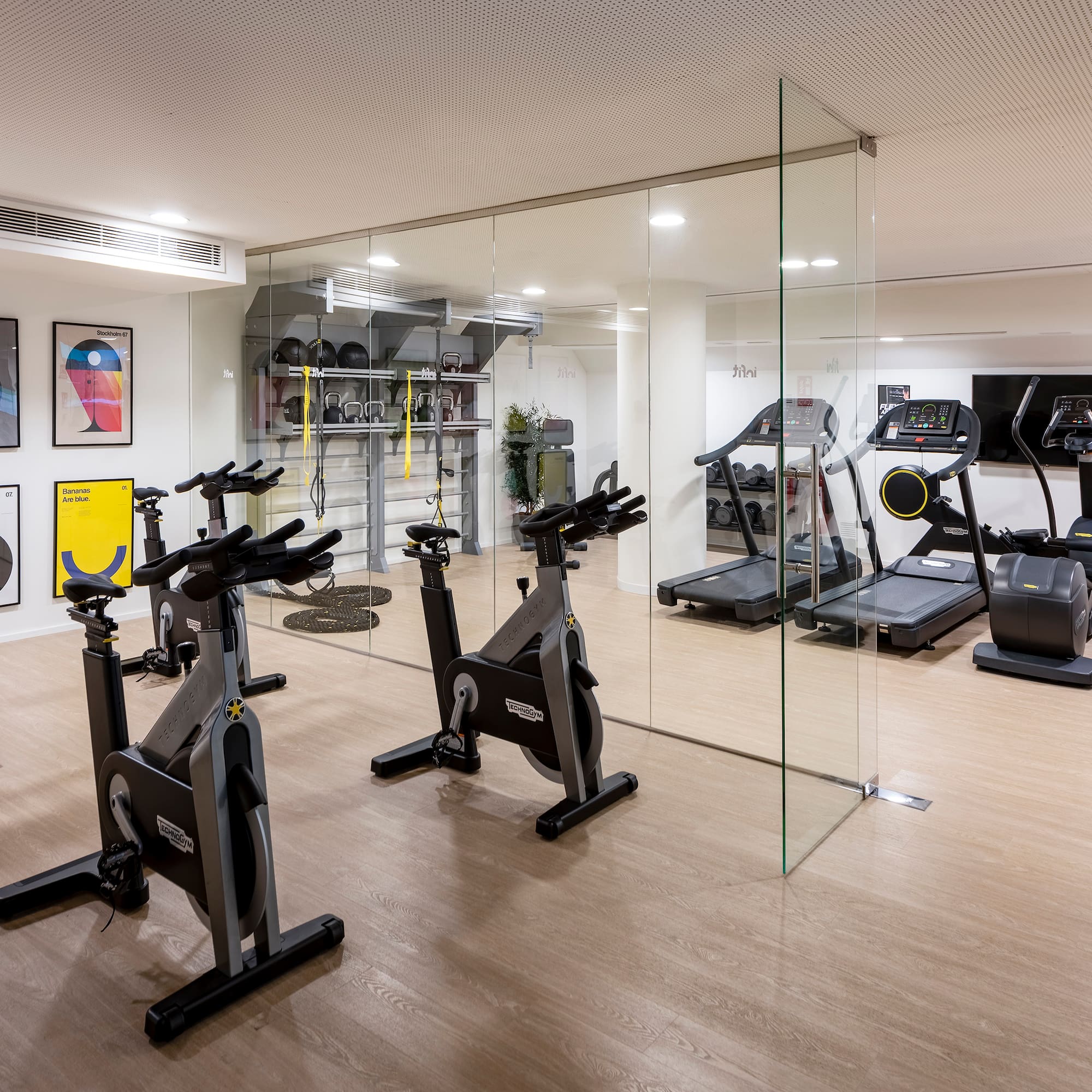 a room with exercise equipment