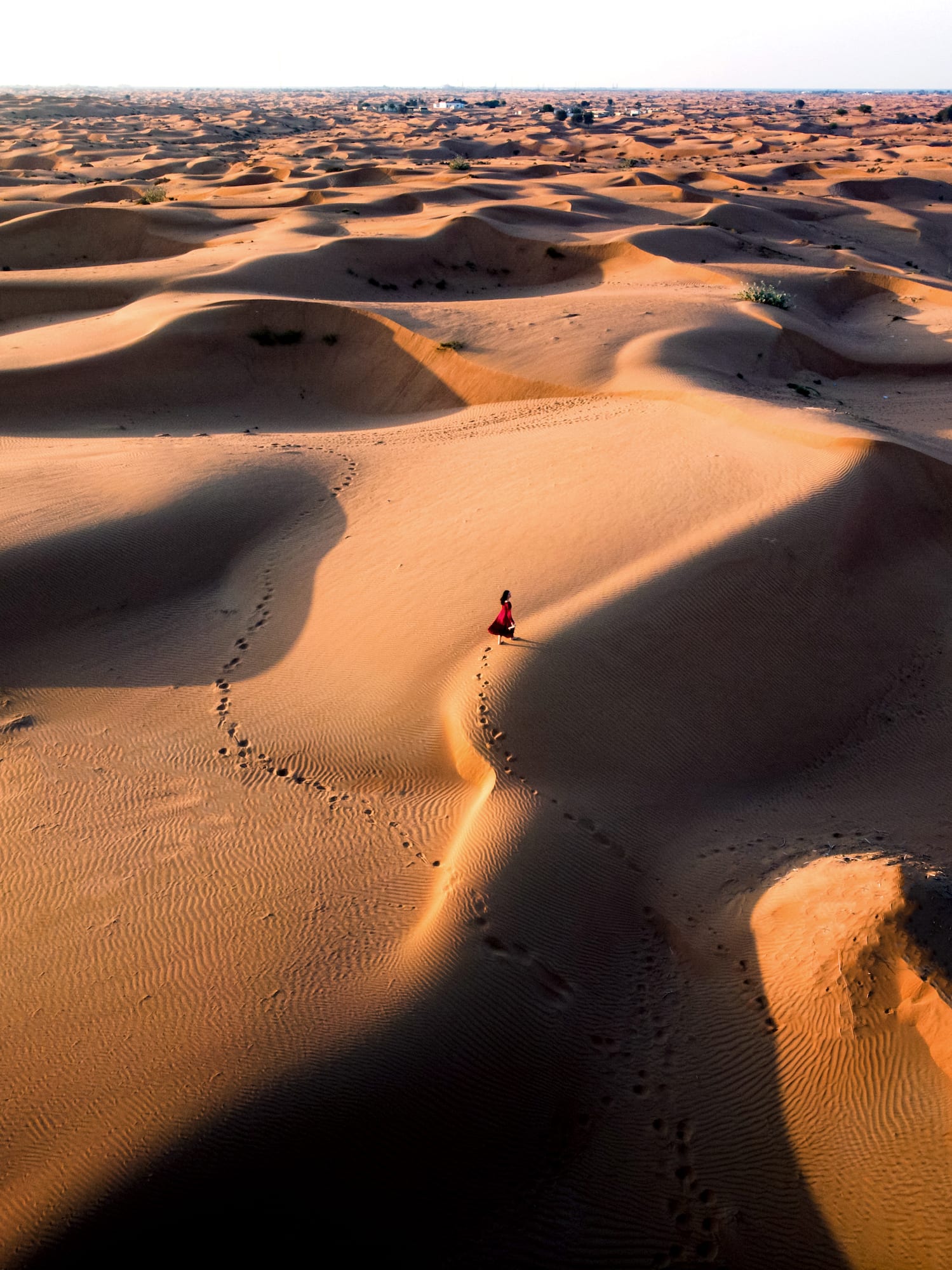 a person walking in the desert