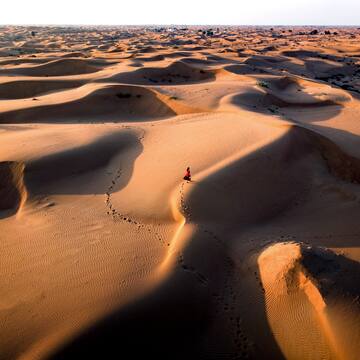 a person walking in the desert
