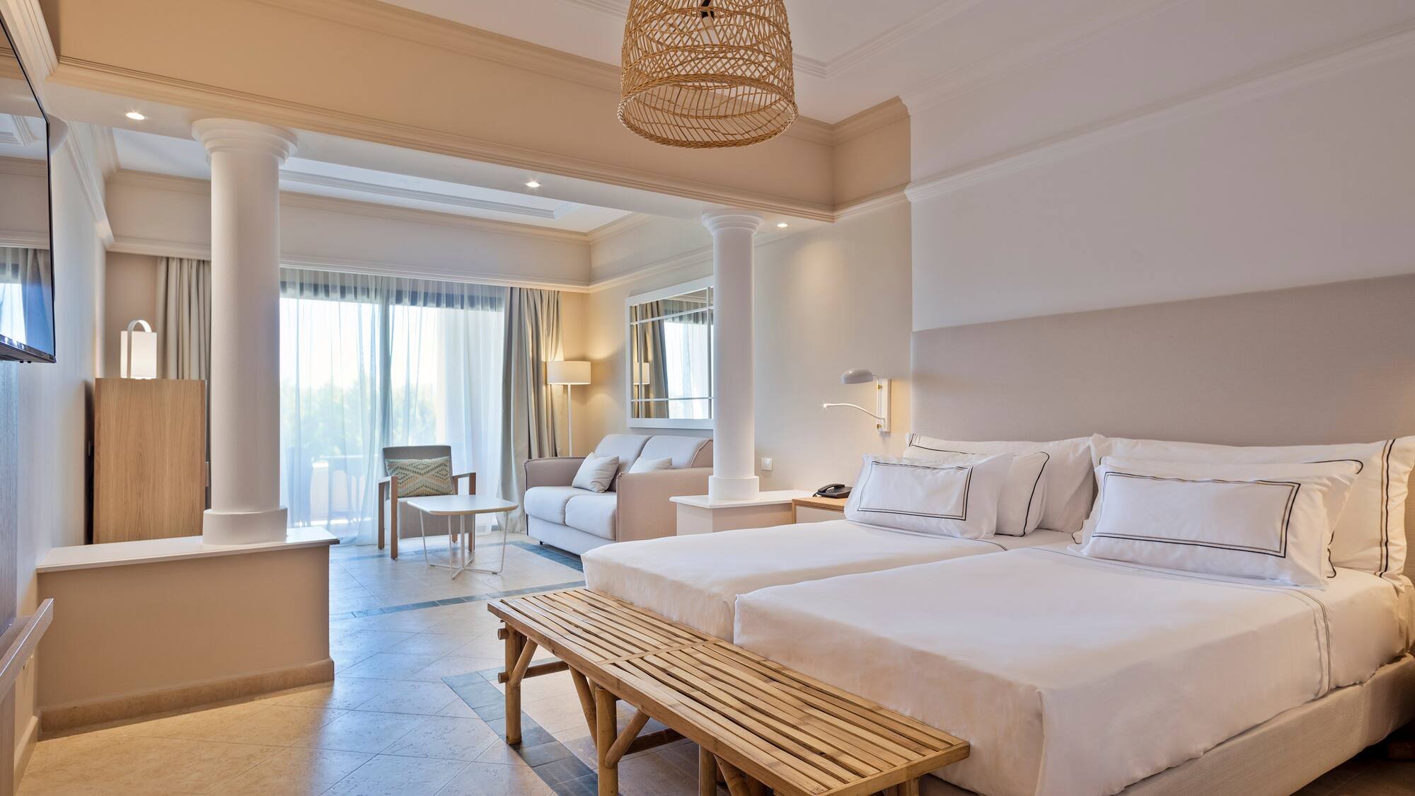 a room with a bed and a couch