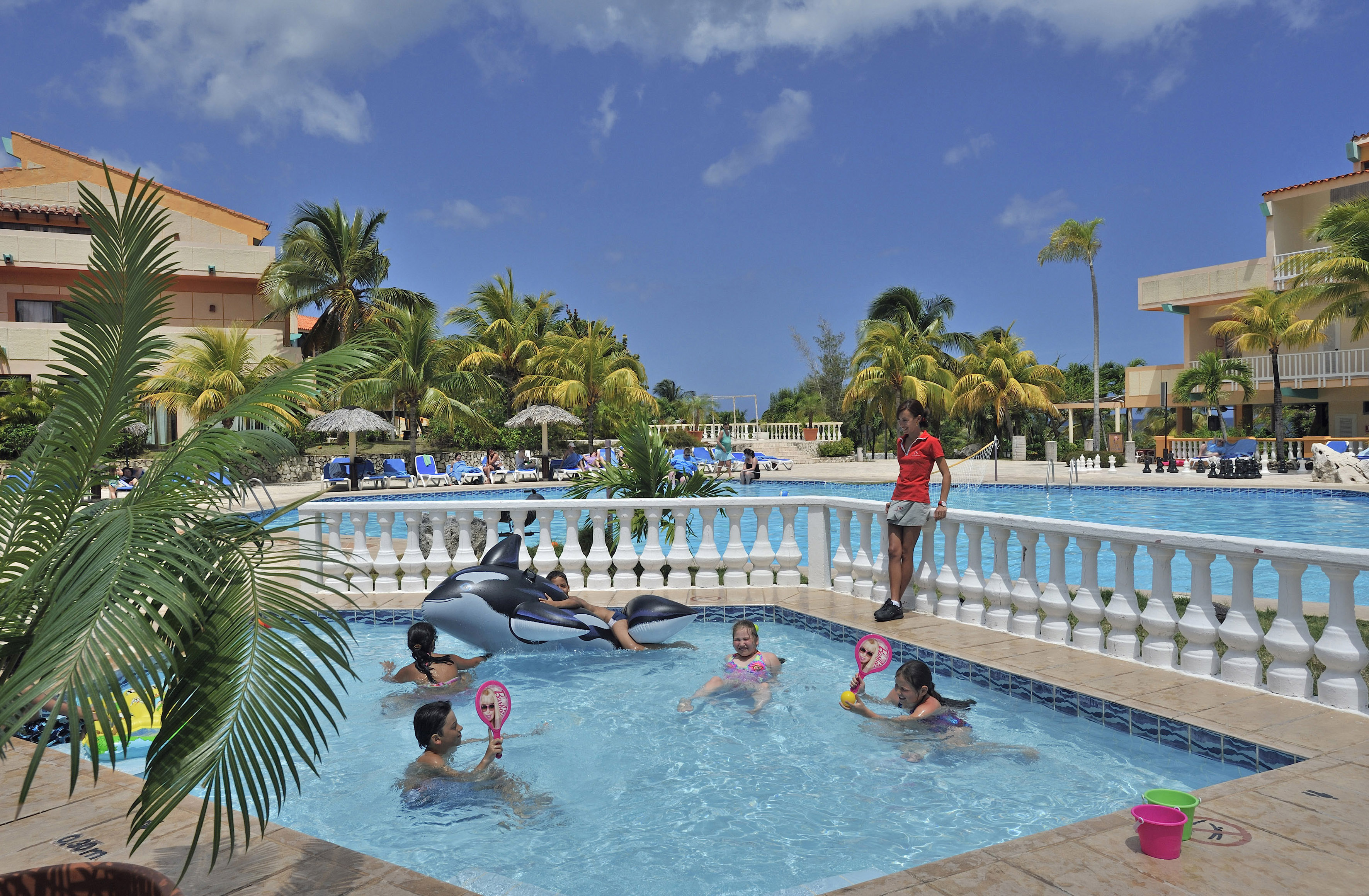 a group of kids in a pool
